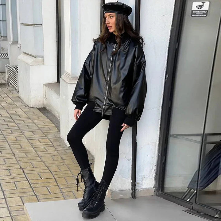 Scarlett - veste en cuir motor décontractée