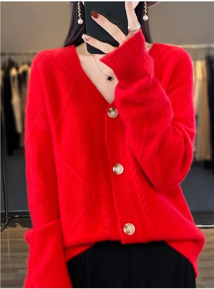 Every - Gilet d'hiver en tricot avec col en V