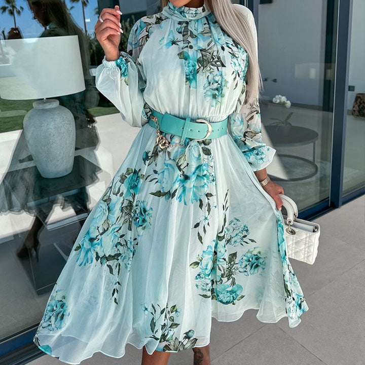 Robe midi avec fleurs
