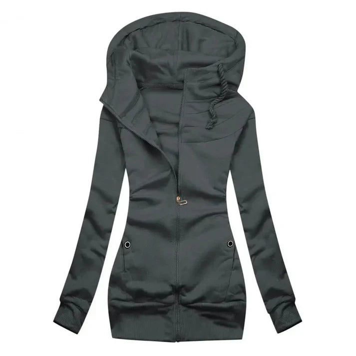 Lässiger übergroßer Zip Hoodie mit Fleece, Kapuze und Reißverschluss für Damen | Ideal für Alltag