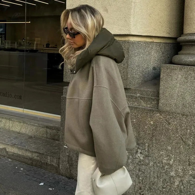 Olivya - Felpa con cappuccio con cerniera oversize