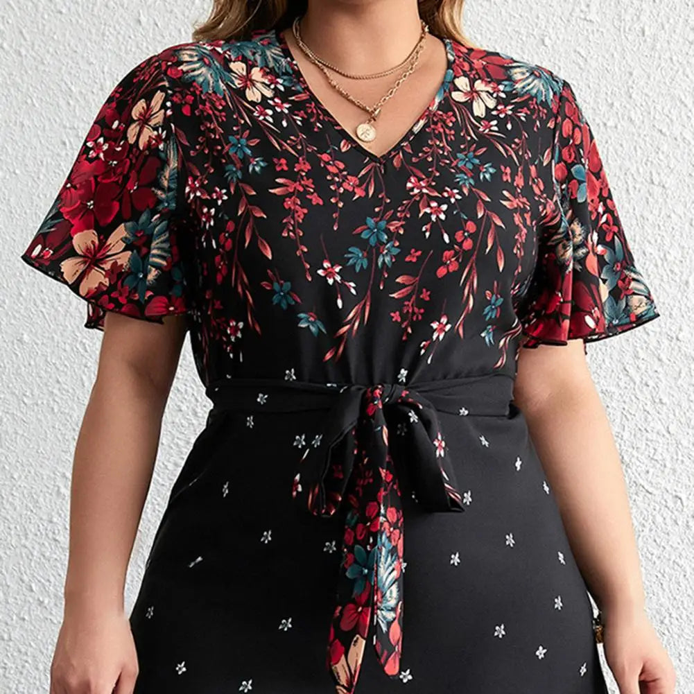Juliann - Robe longue florale en grande taille