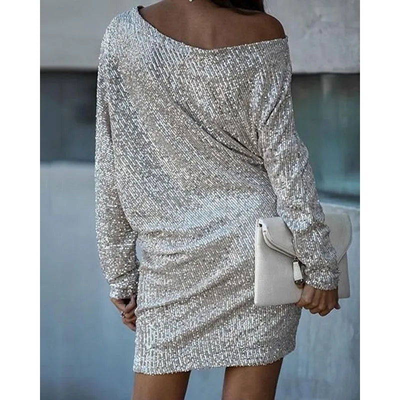 Mabel - Schulterfreies Pailletten Minikleid für Frauen
