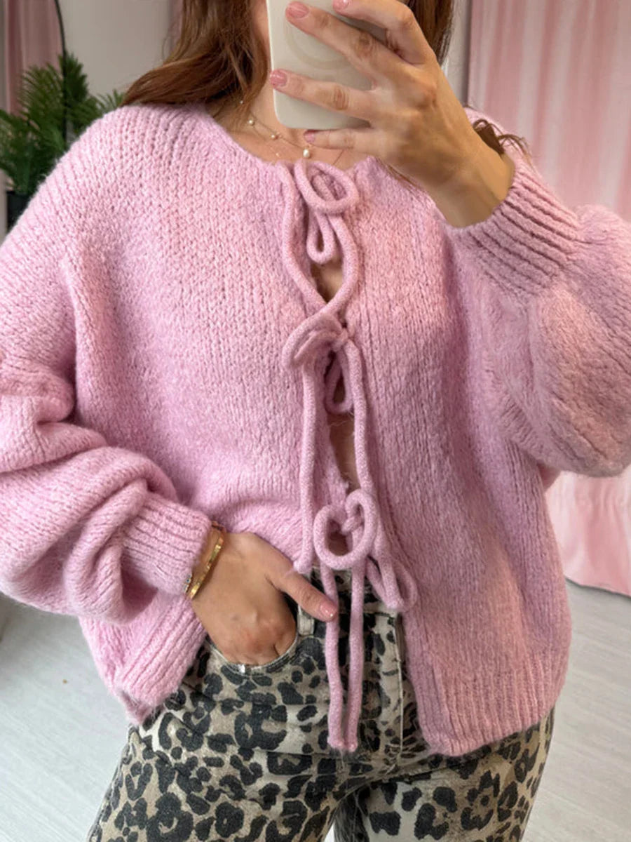 SYDNEY | Gilet tricoté pour femmes avec nœuds