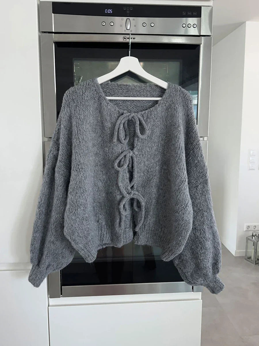 SYDNEY | Gilet tricoté pour femmes avec nœuds