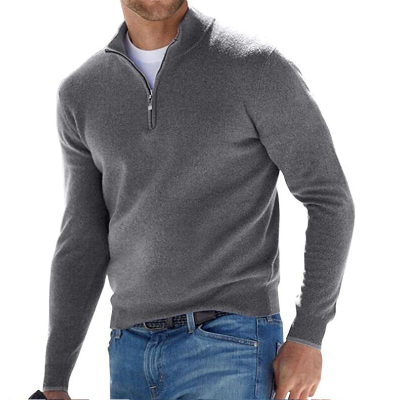 Tate - Herren Basic-Pullover mit Reißverschluss