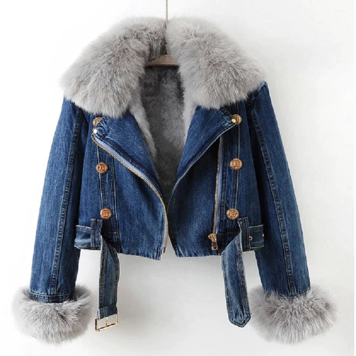 Tatiana – Giacca di jeans casual con pelliccia