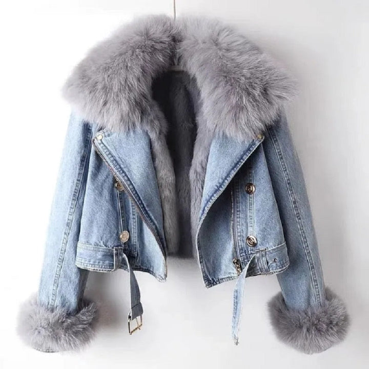 Tatiana – Giacca di jeans casual con pelliccia