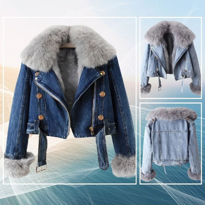 Tatiana – Giacca di jeans casual con pelliccia