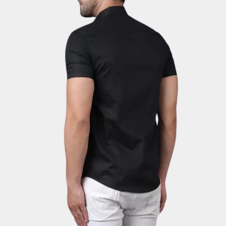 Chemise à manches courtes slim fit pour homme avec patte de boutonnage – Débardeur élégant pour affaires et loisirs