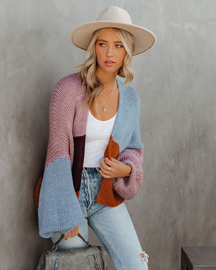 Schicke Color Block Strickjacke Für Frauen