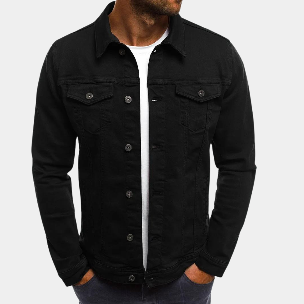 Veste en jean homme avec patte de boutonnage – Veste décontractée en denim pour printemps et automne