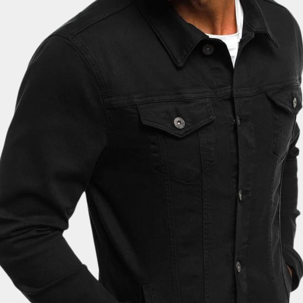 Veste en jean homme avec patte de boutonnage – Veste décontractée en denim pour printemps et automne