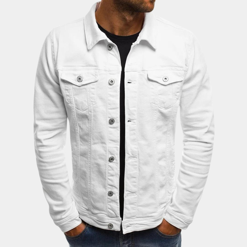 Veste en jean homme avec patte de boutonnage – Veste décontractée en denim pour printemps et automne