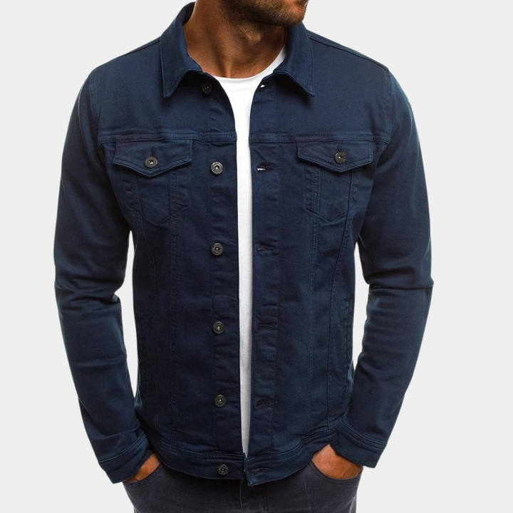 Veste en jean homme avec patte de boutonnage – Veste décontractée en denim pour printemps et automne