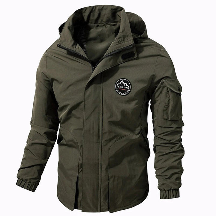 Veste de plein air imperméable pour hommes avec capuche – Veste fonctionnelle coupe-vent avec fermeture éclair et poches