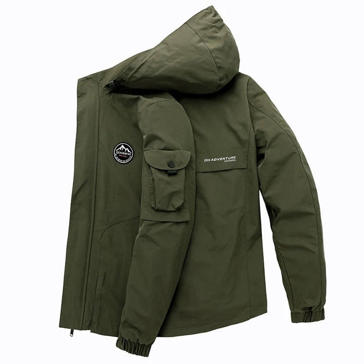 Veste de plein air imperméable pour hommes avec capuche – Veste fonctionnelle coupe-vent avec fermeture éclair et poches