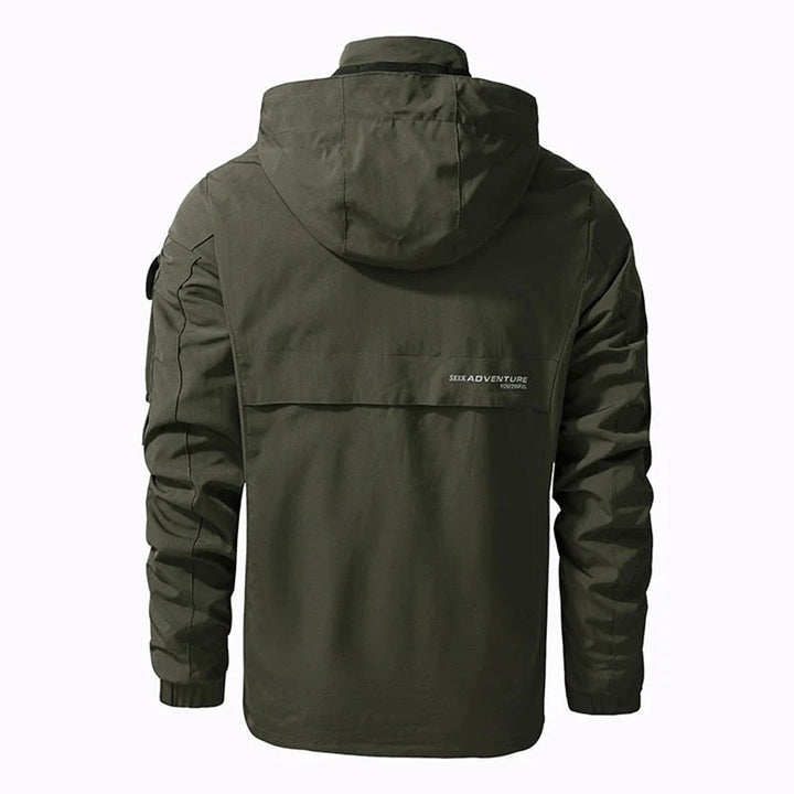 Veste de plein air imperméable pour hommes avec capuche – Veste fonctionnelle coupe-vent avec fermeture éclair et poches