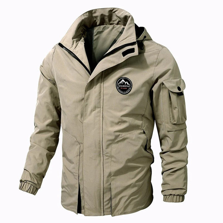 Veste de plein air imperméable pour hommes avec capuche – Veste fonctionnelle coupe-vent avec fermeture éclair et poches