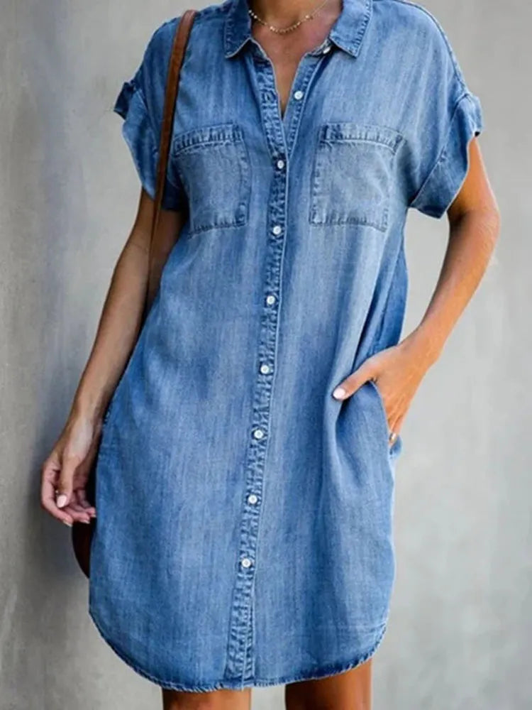 Lucia - Robe en denim - Décontractée - Tissu de haute qualité - Idéale pour le quotidien pour femmes