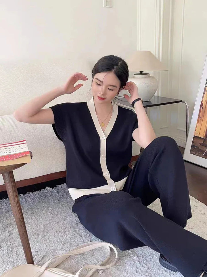 Camille - Elegante set di maglieria [Oberteil+Hose]