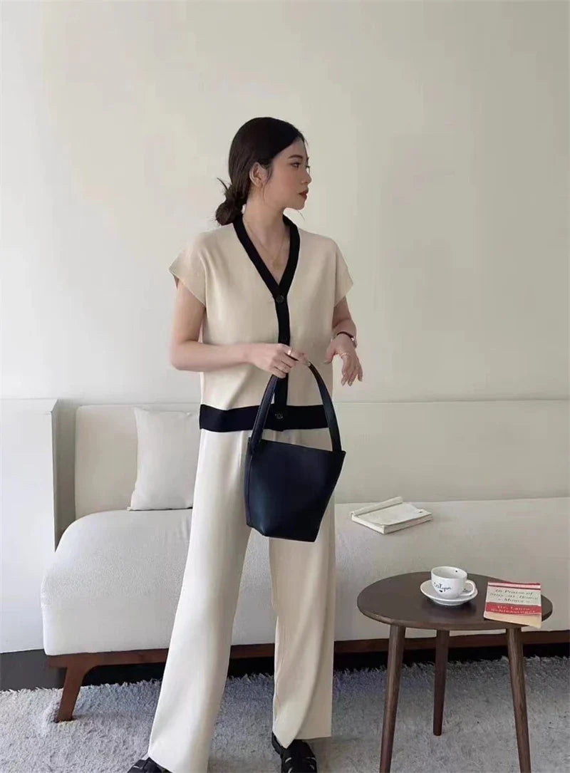 Camille - Elegante set di maglieria [Oberteil+Hose]