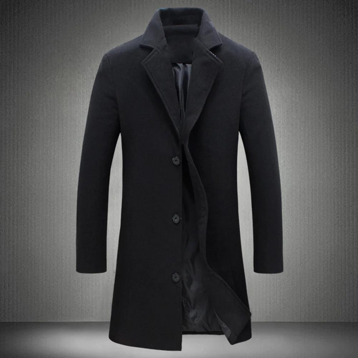 Manteau long élégant en laine avec boutons pour hommes | Pour occasions élégantes