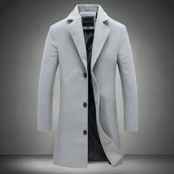 Manteau long élégant en laine avec boutons pour hommes | Pour occasions élégantes