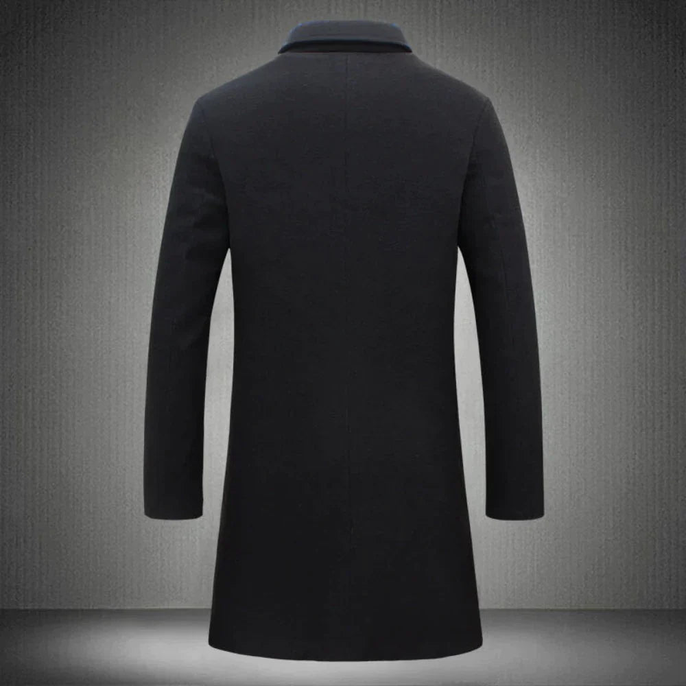 Manteau long élégant en laine avec boutons pour hommes | Pour occasions élégantes