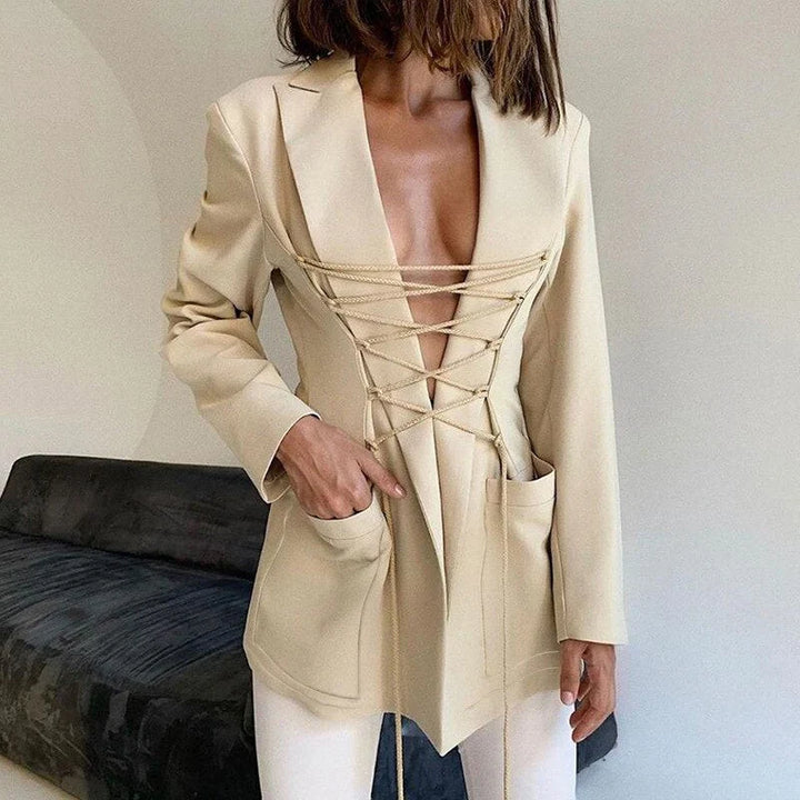 Tati - blazer à lacets poches sous les bras manteau fin