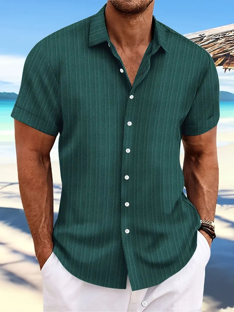 Herren Sommerhemd mit Knopfleiste – Kurzarm Freizeithemd mit Kragen für Urlaub, Strand & Alltag