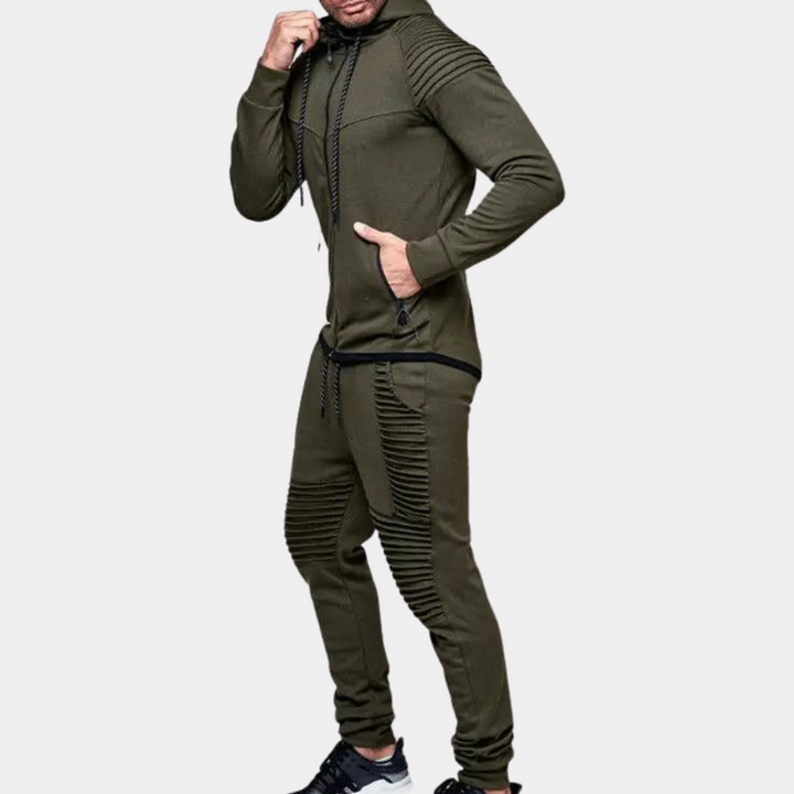 Survêtement homme avec détails côtelés – Ensemble jogging à capuche pour sport et loisirs
