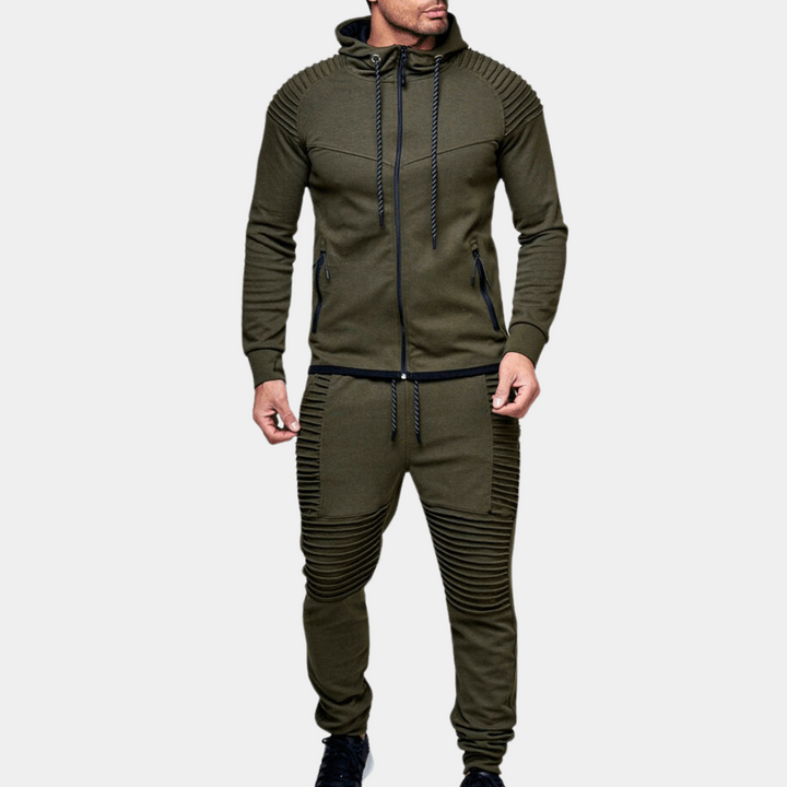 Survêtement homme avec détails côtelés – Ensemble jogging à capuche pour sport et loisirs