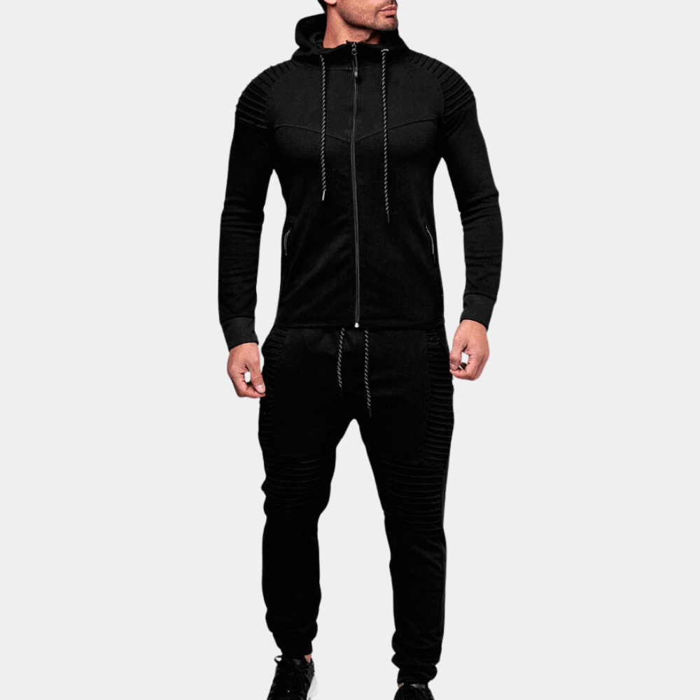 Survêtement homme avec détails côtelés – Ensemble jogging à capuche pour sport et loisirs