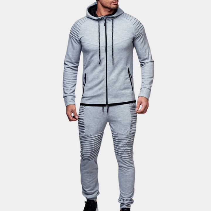 Survêtement homme avec détails côtelés – Ensemble jogging à capuche pour sport et loisirs