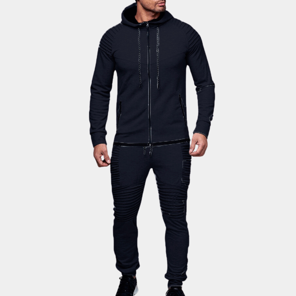 Survêtement homme avec détails côtelés – Ensemble jogging à capuche pour sport et loisirs
