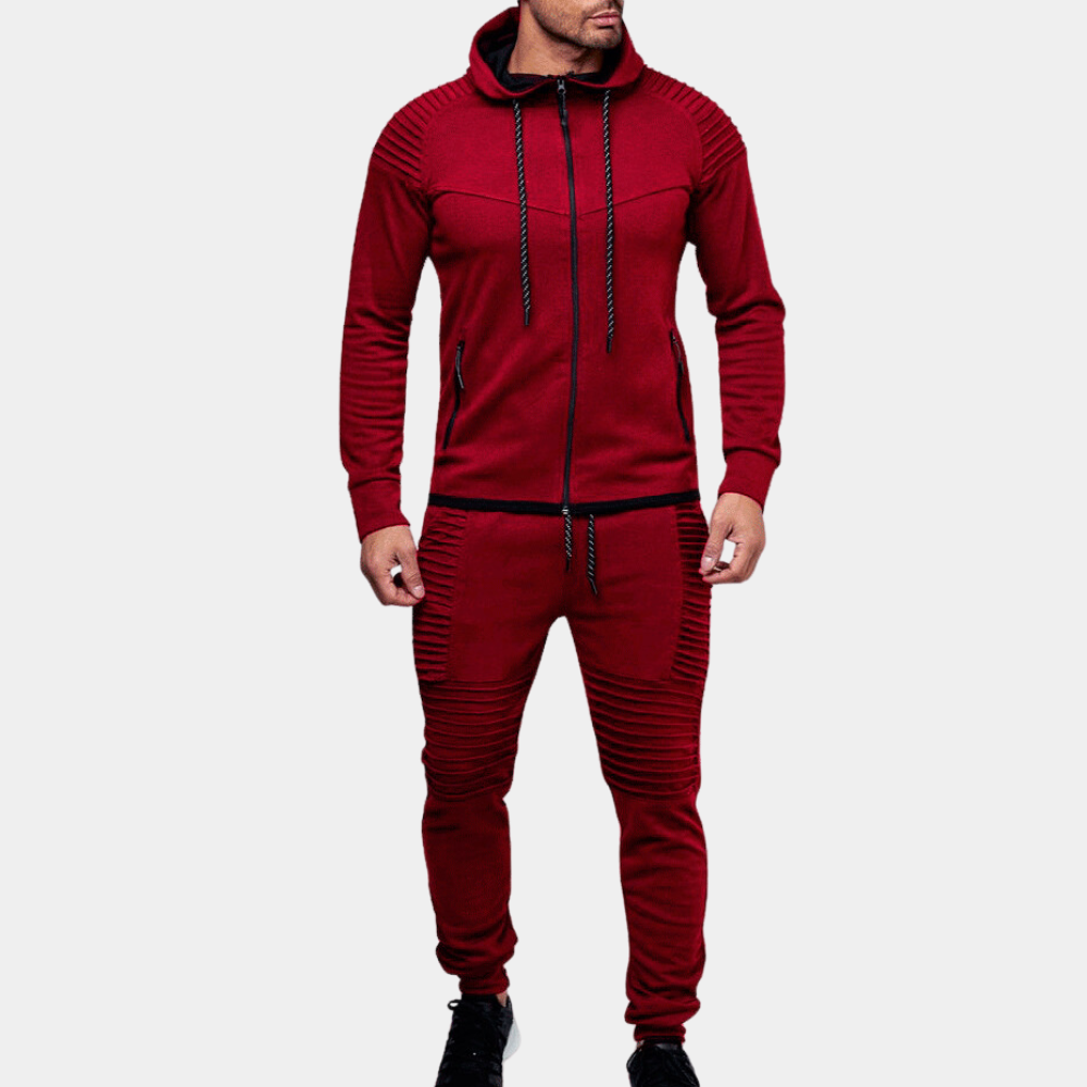 Survêtement homme avec détails côtelés – Ensemble jogging à capuche pour sport et loisirs