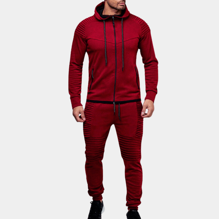 Survêtement homme avec détails côtelés – Ensemble jogging à capuche pour sport et loisirs