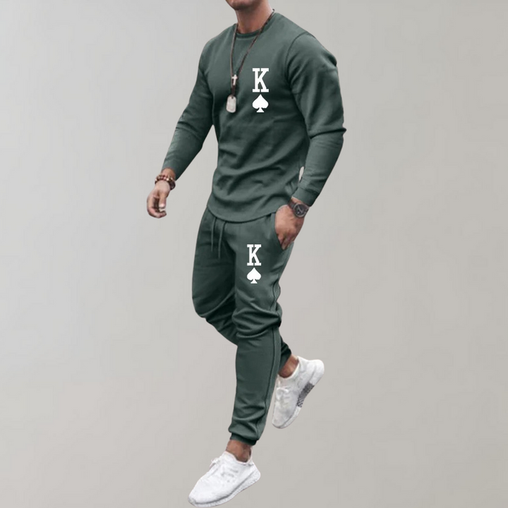Survêtement d'entraînement homme 2 pièces – Survêtement King of Spades avec t-shirt col rond & pantalon de jogging