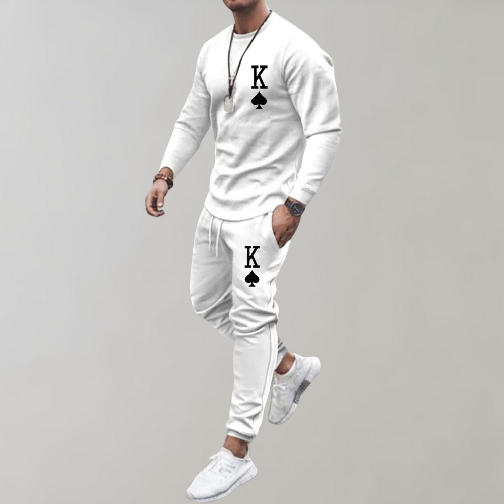 Survêtement d'entraînement homme 2 pièces – Survêtement King of Spades avec t-shirt col rond & pantalon de jogging