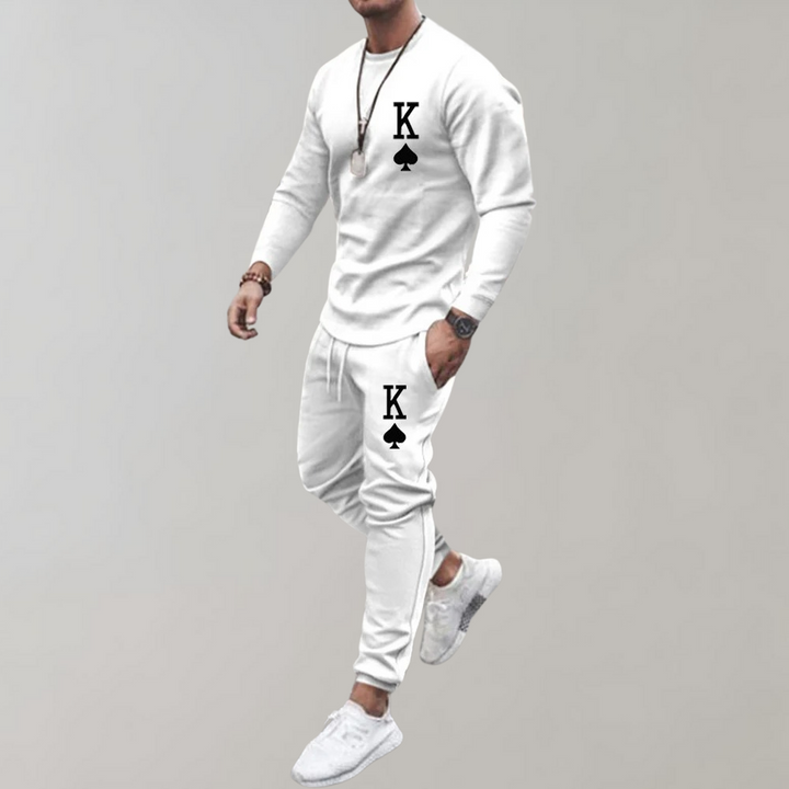 Survêtement d'entraînement homme 2 pièces – Survêtement King of Spades avec t-shirt col rond & pantalon de jogging