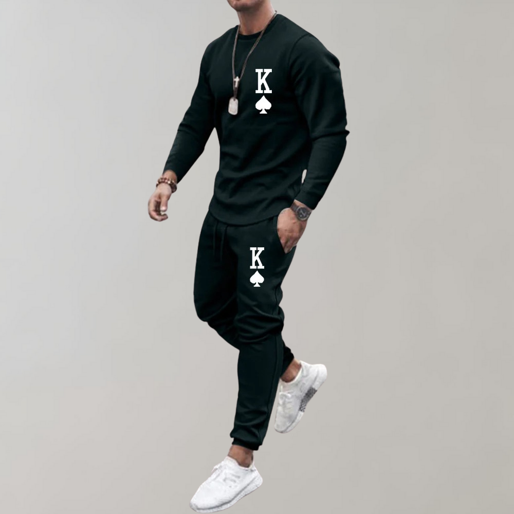 Survêtement d'entraînement homme 2 pièces – Survêtement King of Spades avec t-shirt col rond & pantalon de jogging