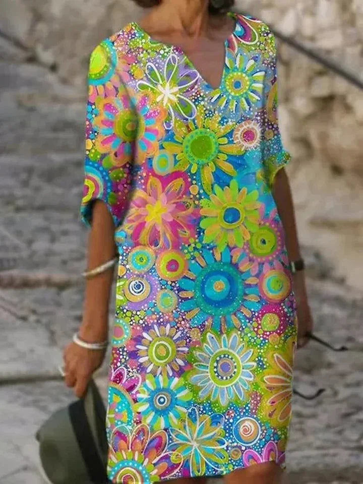 Hannah – vestito con scollo a V e stampa floreale