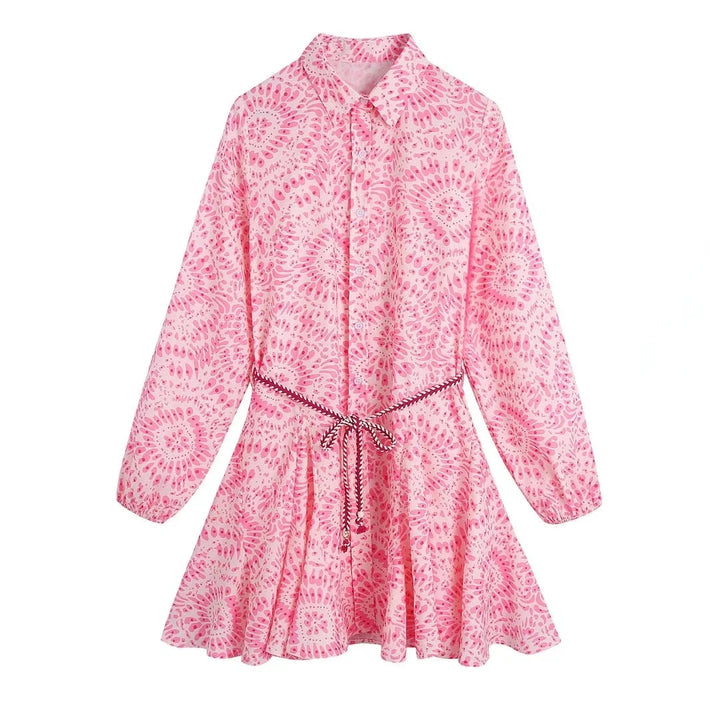 Vestito rosa con cintura