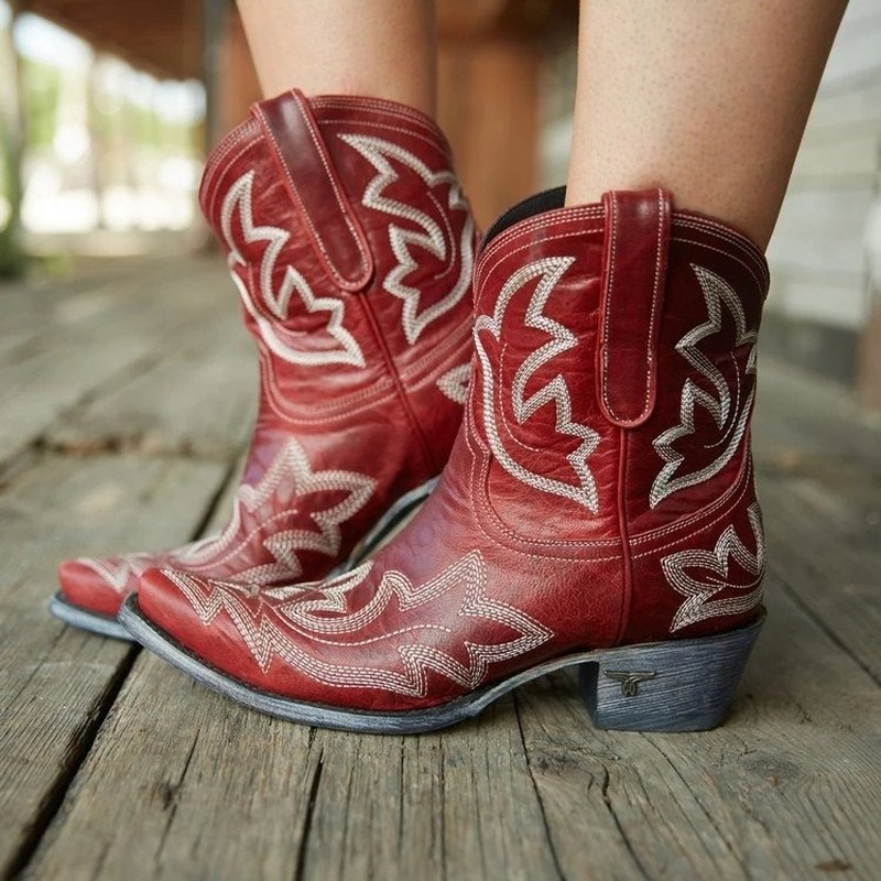 Lina - Bottes de cowboy brodées en cuir