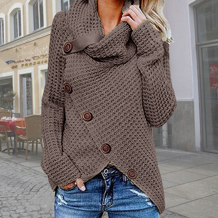 Marybeth - Pull à col roulé asymétrique moderne avec des détails élégants