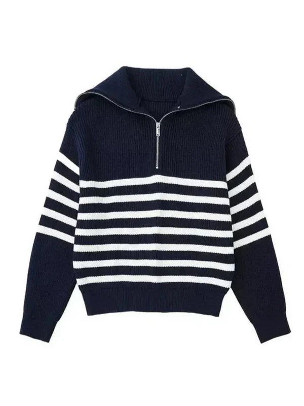 Maglione a righe con chiusura a strappo