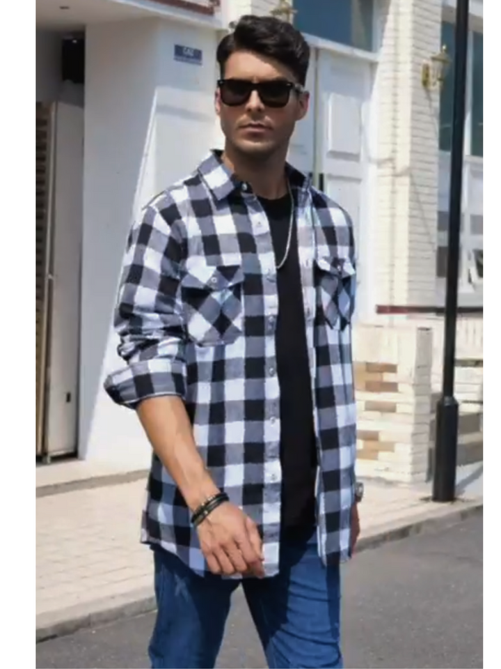 David | Camicia di flanella a quadri con maniche lunghe