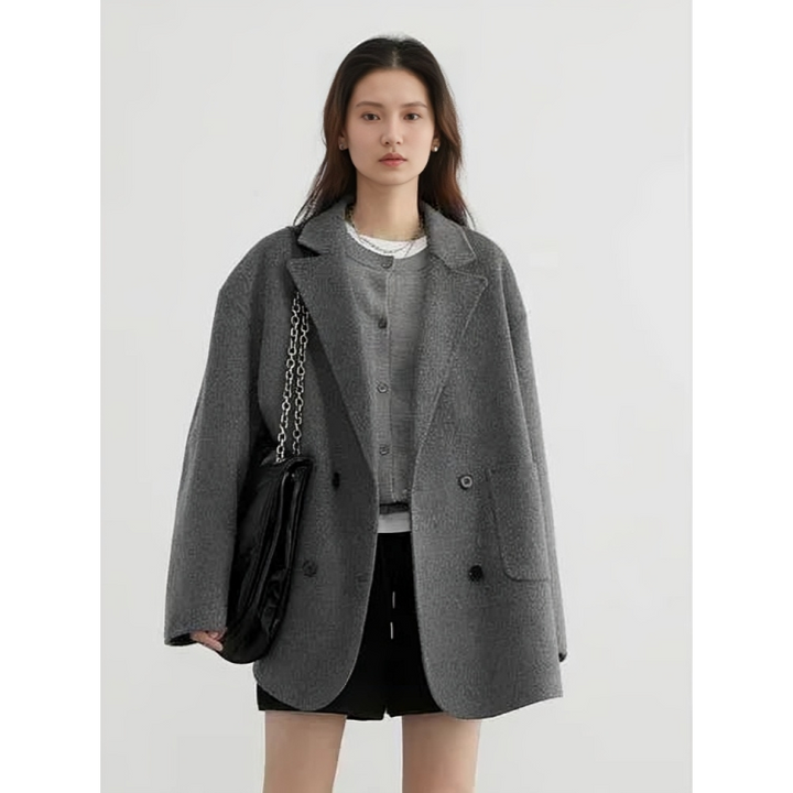 Oversize Damen Wollmantel – Doppelt geknöpft & Elegant im Minimal Look
