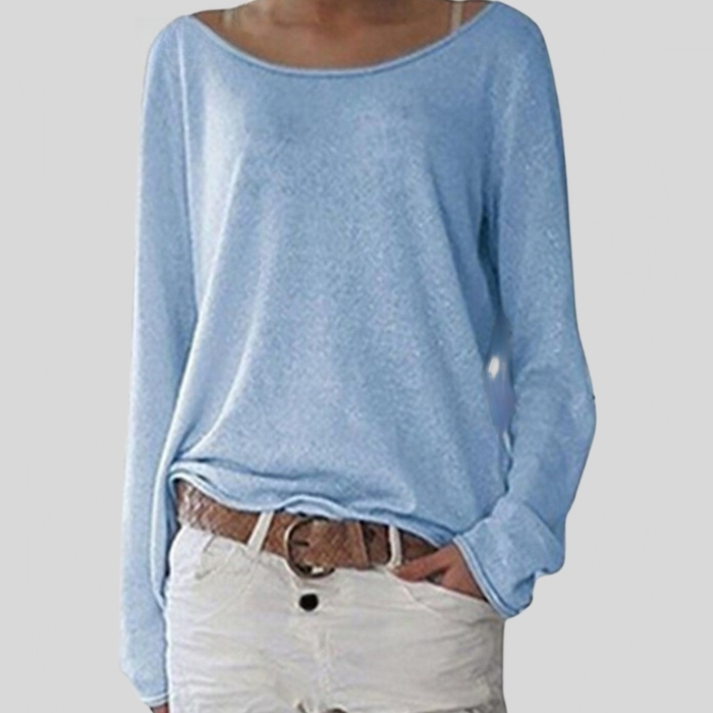 Damen Langarmshirt mit U-Boot-Ausschnitt – Lockeres Basic-Oberteil für Alltag, Freizeit & Layer-Looks